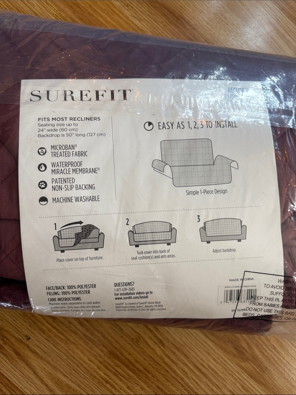 Sure Fit Herringbone Recliner Cover in Burgundy ๐
- Picture 4 of 6
